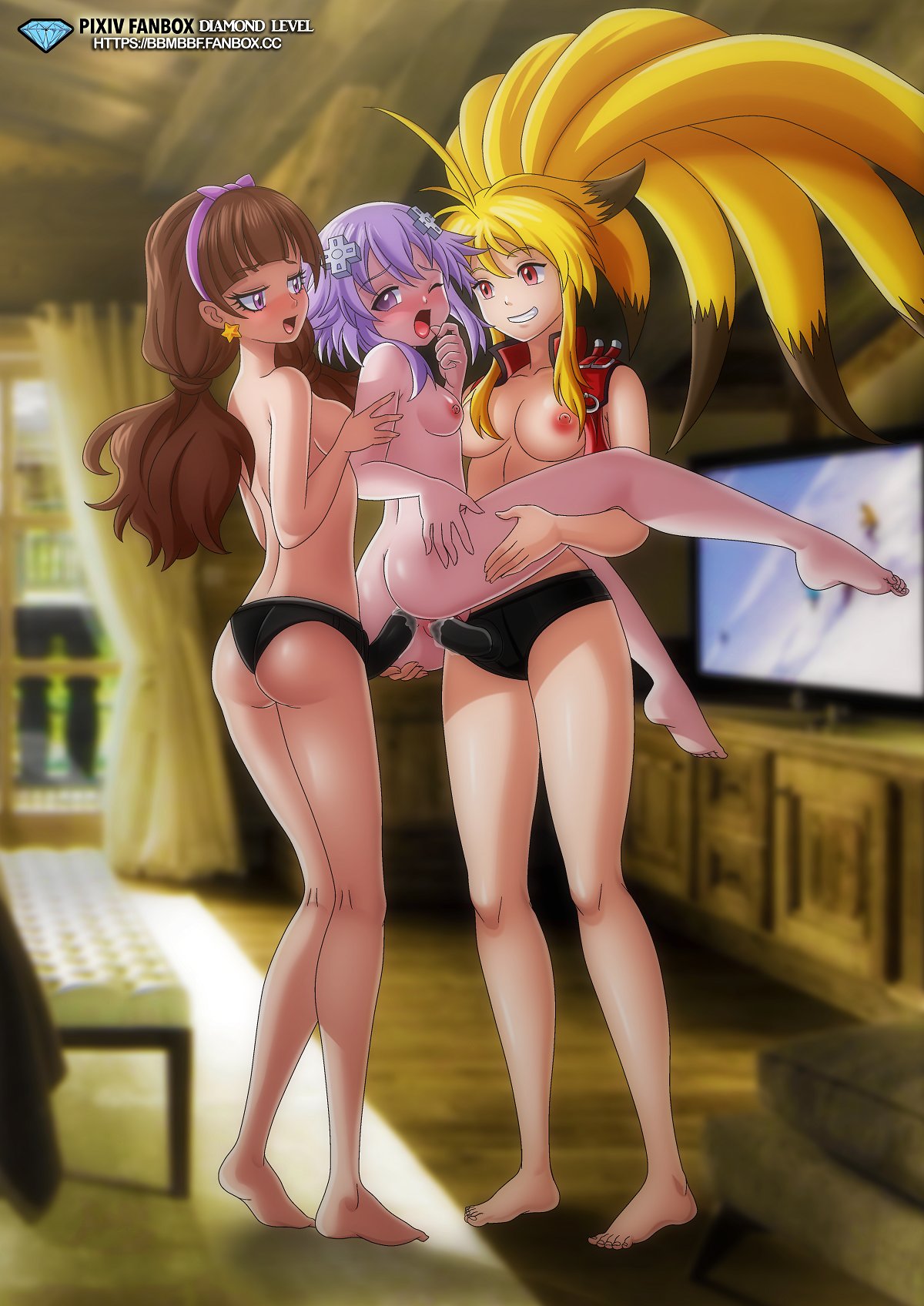 32 - Kirara with Neptunia and Xiaomu - Menagerie Trois.jpg