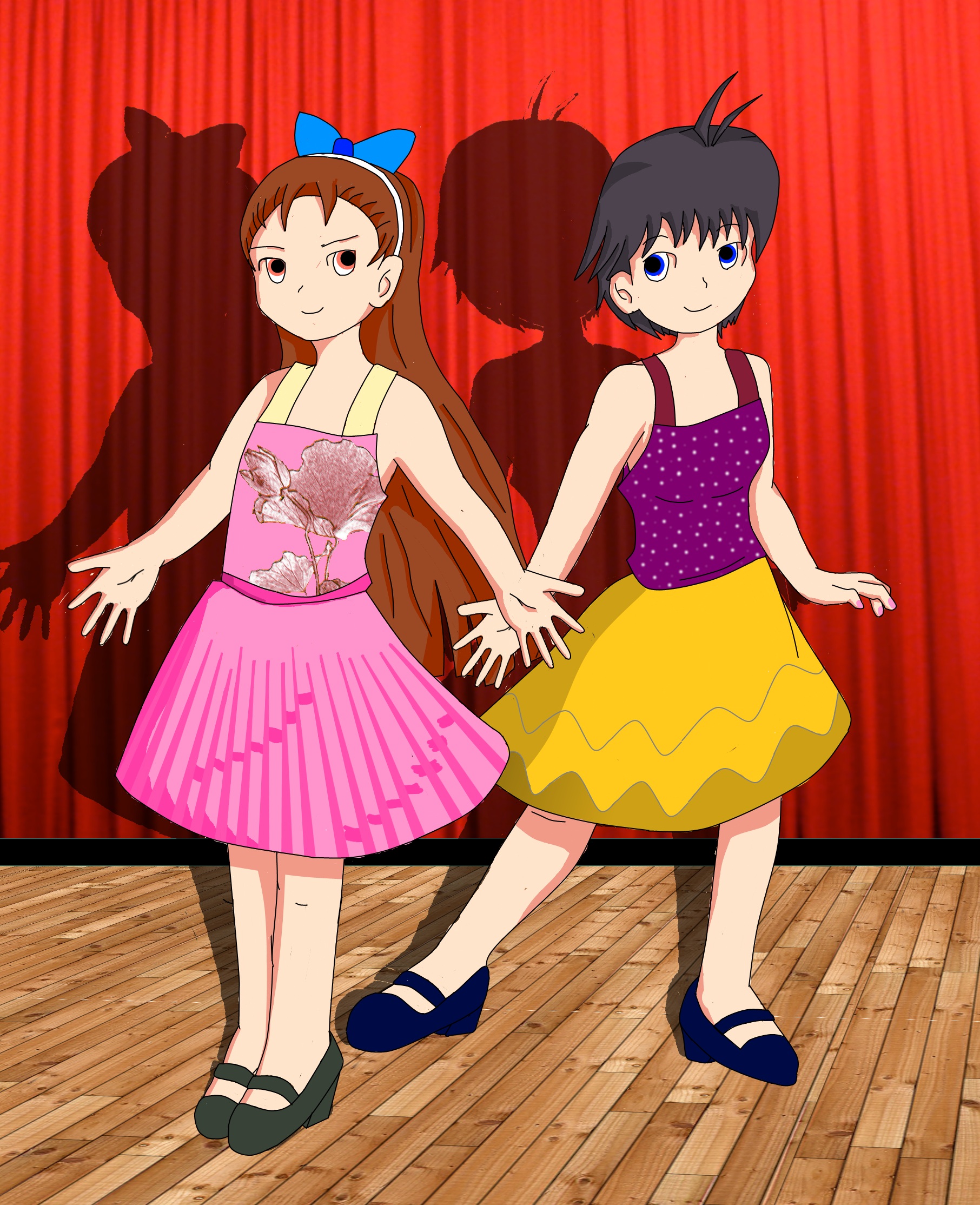 45 Iori and Makoto from Idolmaster dancing - by Achthenuts.jpg