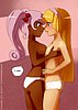 43 Grenda and Elmina comparing Booby sizes - by Toweringman.jpg